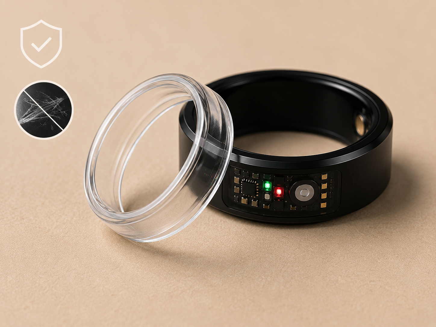 Close up of smart ring sensors
